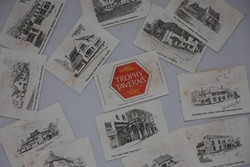 Matchbox labels from Trophy Taverns collected in the 1970s