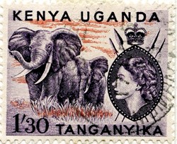 Kenya, Uganda and Tanganyika stamp for 1 shilling and 30c