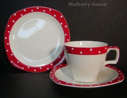 Midwinter Red Domino cup, saucer and plate (image: Mulberry House)