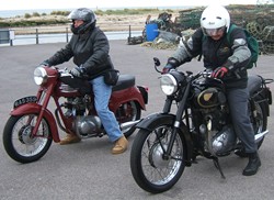 1960 500cc Triumph 
Speed Twin and a 1956 650cc BSA Goldflash