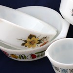 Classic Pyrex glass ovenware from the 60s and 70s