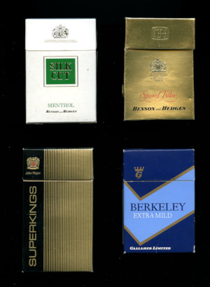 Cigarette packets from the 1980s in the UK